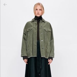 Zara Corduroy Jacket Army Green